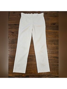 PROPHECY WOMEN'S WHITE STRETCHY PULL-ON CRISS-CROSS PATTERN PANTS SIZE PL